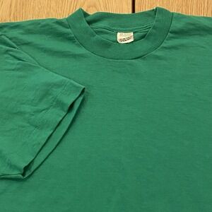 Vintage 80s Screen Stars Blank Single Stitch T Shirt Green XL Made In USA